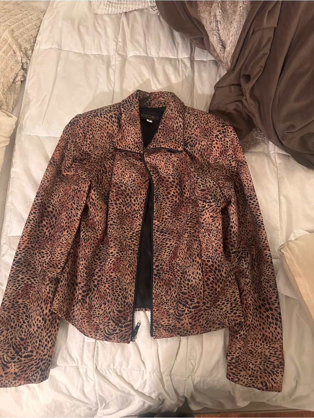 Leopard print zip up jacket